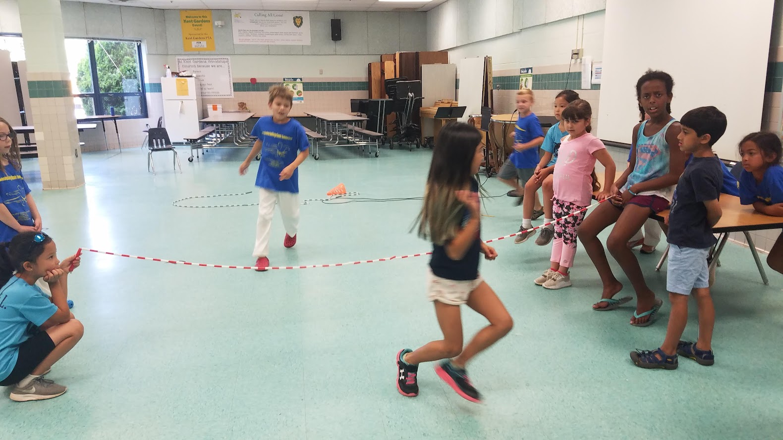 Limbo game action with striped pole