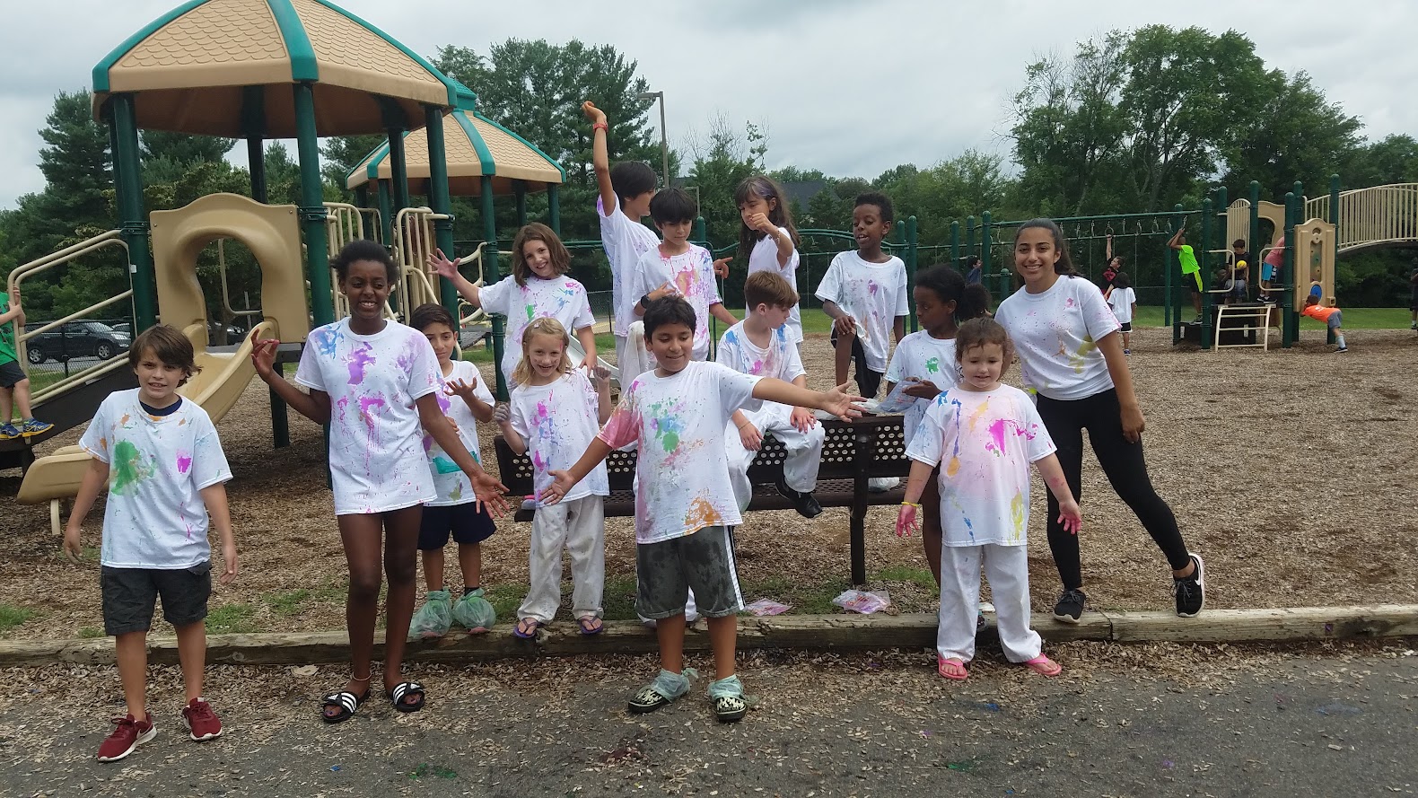 Paint day group photo at playground