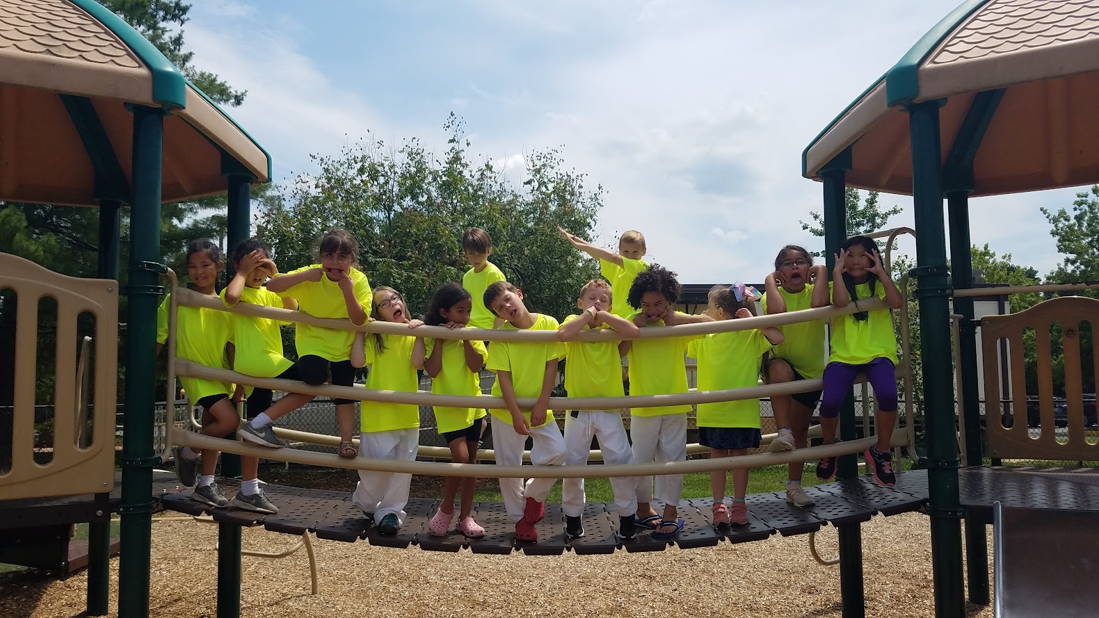 Silly faces on playground structure