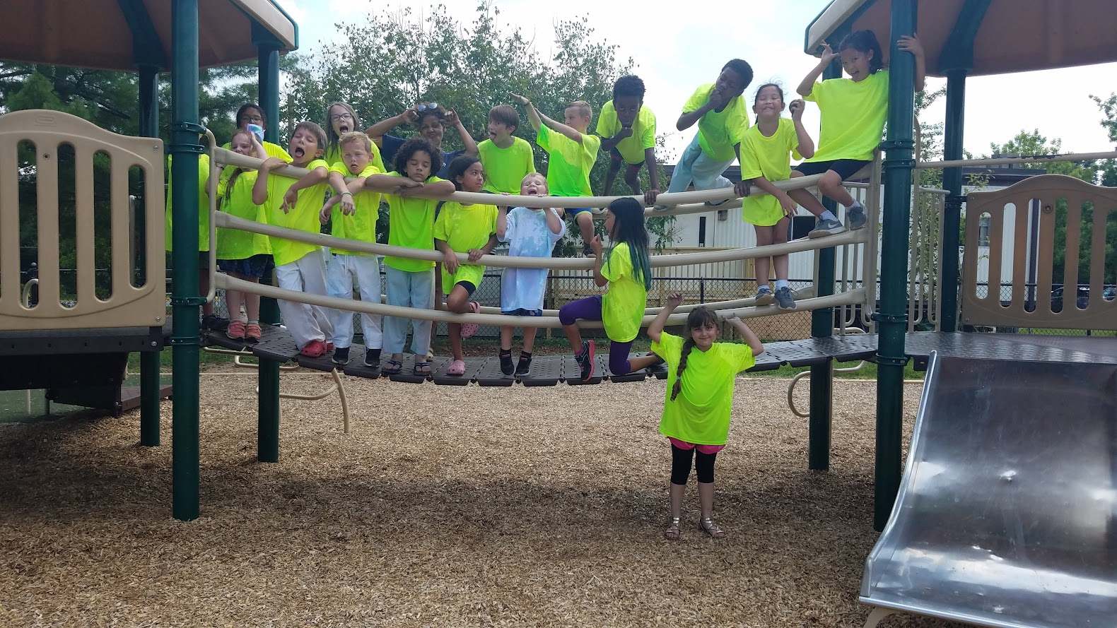Silly faces group on playground